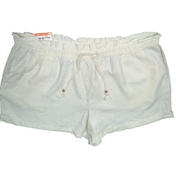 Hang Ten Womens XXL Cream Linen Blend Summer Shorts 2XL New White - Picture 1 of 10